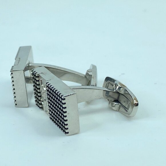 Yves Saint Laurent Rectangular cufflinks design YSL silver tone GS545 - Picture 3 of 6